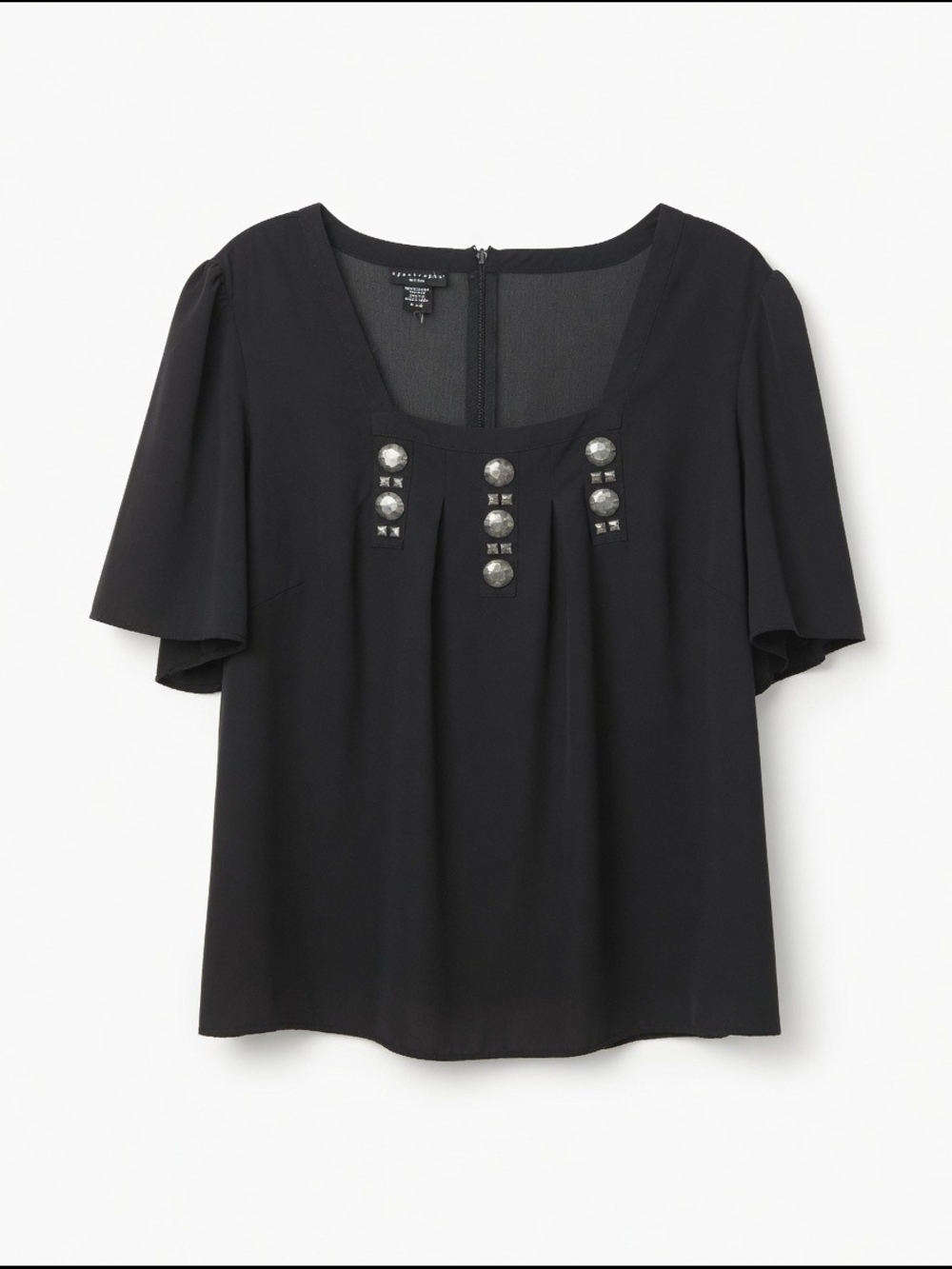 Apostrophe Black Square Neck Blouse        Plus Size 16-18